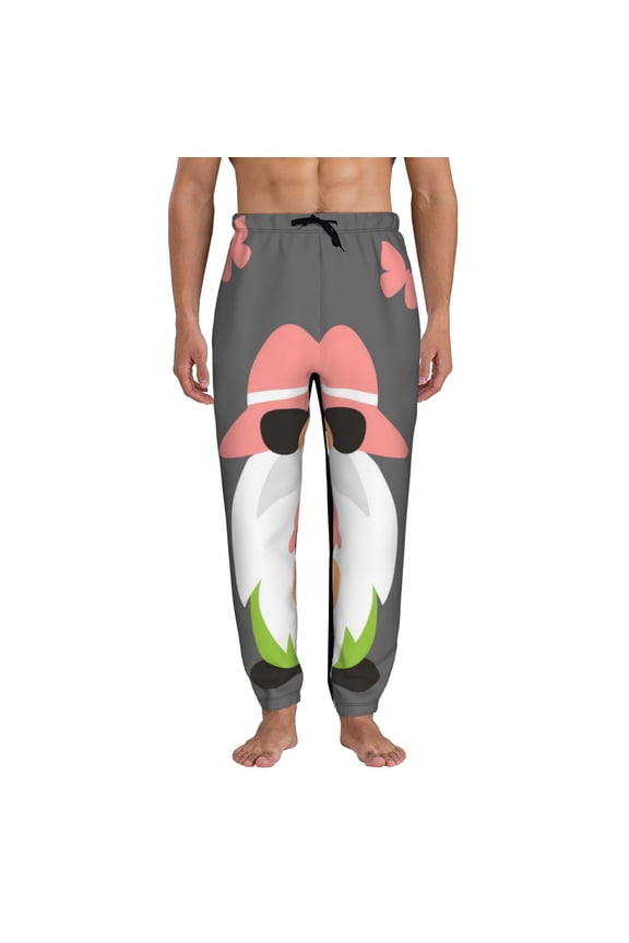 Summer Gnome 1 Print Active Tech Joggers for Men, Mens Sweatpants Lounge Pants with Pockets-X-Large