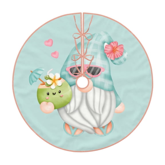 Xecao Summer Gnome,Cute Gnome Pattern Christmas Tree Skirt Holiday Part Decorations for Christmas Tree, Farmhouse Christmas Decor Xmas Holiday Home Party Decorations-48"