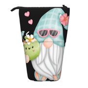 Xecao Summer Gnome,Cute Gnome Print Telescopic Pencil Bag Pen Holder Pop Up Stationery Case Stand-up Retractable Transformer Bag Standing Organizer