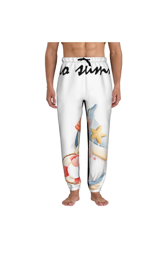 Summer Gnome Print Active Tech Joggers for Men, Mens Sweatpants Lounge Pants with Pockets-3X-Large