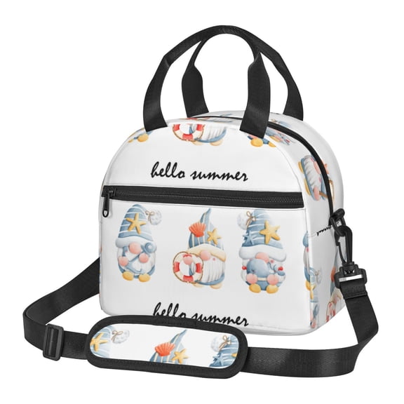 Xecao Summer Gnome Print Insulated Lunch Box, Lunch Cags Lunch Bag Featuring An Adjustable Shoulder Strap