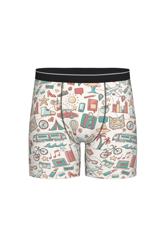 Summer Life Print Boxer Briefs for Men's Stretch Moisture-Wicking Underwear, Mid-Rise Classics breathable fabric
