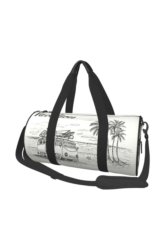 Summer Vacation Scene With Camping Van Print Travel Duffle Bag, Bag Carry On Tote Bags for Women, Travel Sport Gym Bag for Men, Hospital Bag for Labor and Delivery