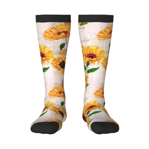 Xecao Sunflower 5 print thigh-high socks, crafted for both men and women with a stretchy, high-opaque design perfect for daily wear
