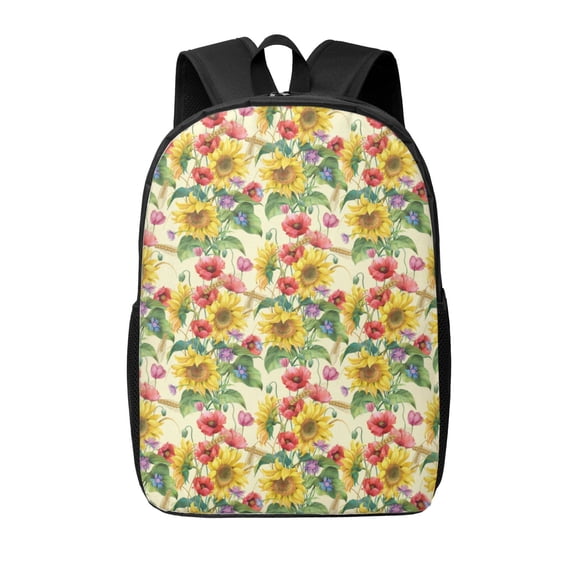 Xecao Sunflower Cornflower Poppy print Travel Backpack, Large Computer Backpack for Men Women, College School Rucksack Book Bag