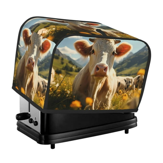 Xecao Sunflower Cow Pasture Print 2 Slice Toaster Cover with Pockets, Small Appliance Cover, Dust and Fingerprint Protection, Machine Washable