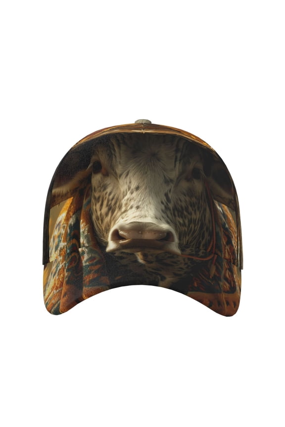 Sunflower Cowboy Hat Cow for Baseball Cap: Unisex, crafted from classic polyester twill fabric, featuring a soft unconstructed design