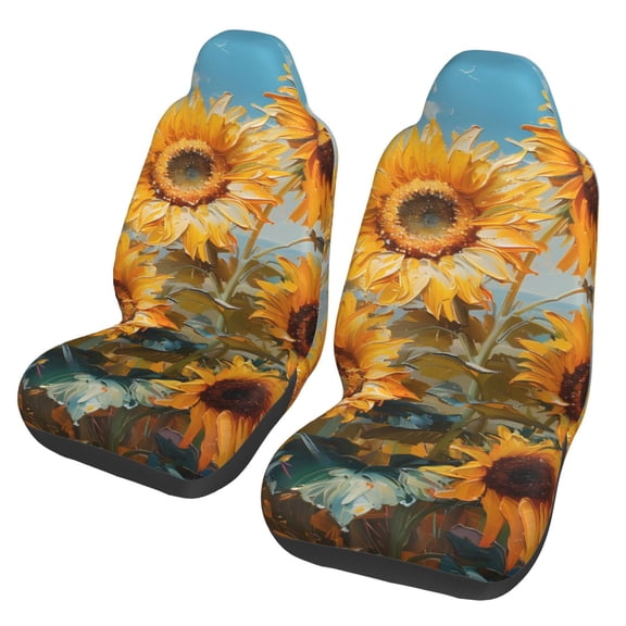 Xecao Sunflower Field Art Print Car Seat Cover in That Fits Most Cars, Vans, SUVs, and Trucks.