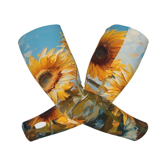 Xecao Sunflower Field Art Print Cooling Arm Sleeves, UPF 50 UV Sun Protection Sports Compression ,Tattoo Cover Up ,Sports Sleeve for Basketball Golf Football