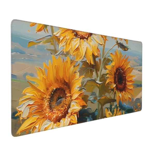 Xecao Sunflower Field Art Print Large Mouse Pad, 16x35.5in Mousepad, Professional Non-Slip Rubber Base Big Mouse Pad, Mouse Pad for Gaming & Office Full Desk Mouse Pad