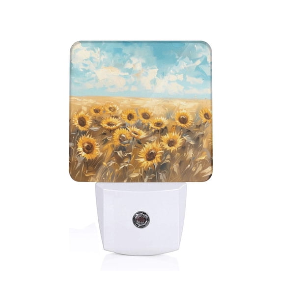 Xecao Sunflower Field Bliss for Night Light - a Wall-mounted LED Fixture with A Dusk-to-dawn Sensor, Ideal for Bedrooms, Bathrooms, Hallways, and Kitchens-EU