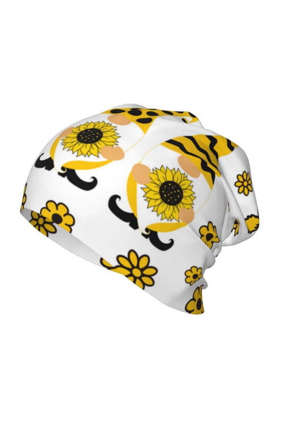 Sunflower Gnome Print Beanie Hat Toddler Girls Boys, Baby Hats Winter Warm Knitted Thermal, Kids Winter Caps