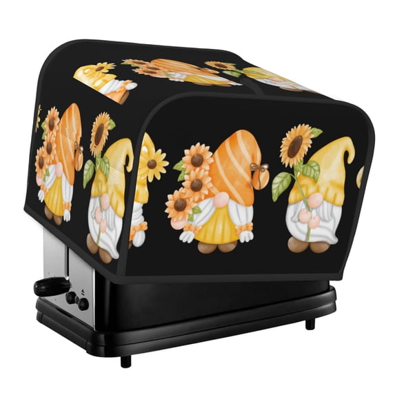 Xecao Sunflower Gnomes 5 Print 4 Slice Toaster Cover with Pockets, Small Appliance Cover, Dust and Fingerprint Protection, Machine Washable