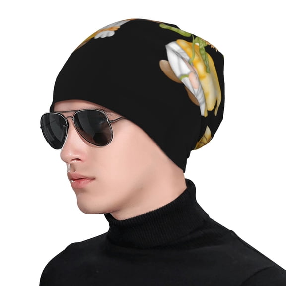 Xecao Sunflower Gnomes 5 Print Beanie Knitted Hat for Men Women, Winter Fashion Knit Cuffed Caps Unisex