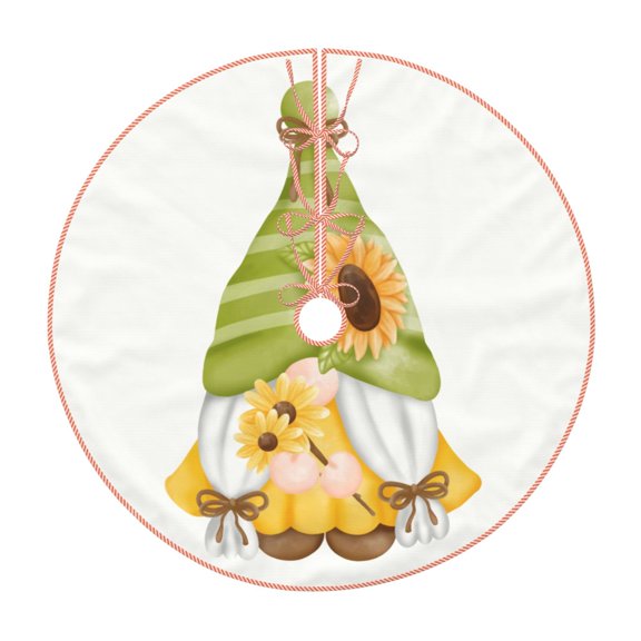 Xecao Sunflower Gnomes Pattern Christmas Tree Skirt Holiday Part Decorations for Christmas Tree, Farmhouse Christmas Decor Xmas Holiday Home Party Decorations-36"