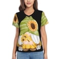 thumbnail image 1 of Xecao Sunflower Gnomes for Women's V-Neck T-Shirts-Elegant Half-Sleeve Tops Perfect for Summer-XX-Large, 1 of 5