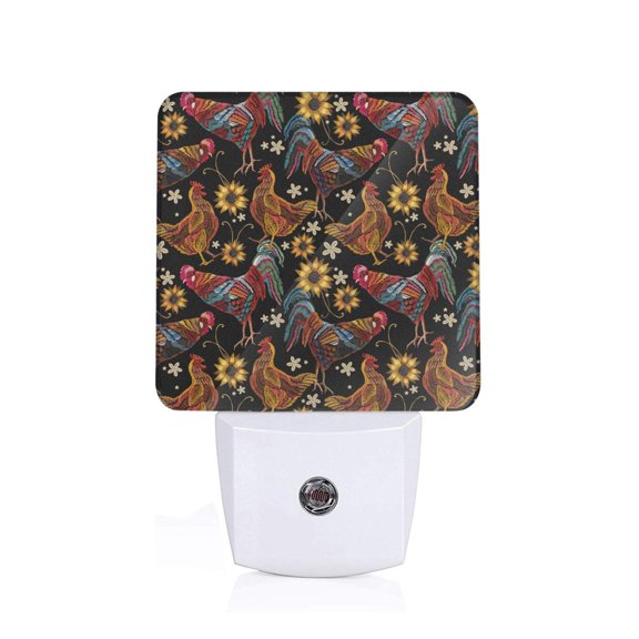 Xecao Sunflower Rooster for Night Light - a Wall-mounted LED Fixture with A Dusk-to-dawn Sensor, Ideal for Bedrooms, Bathrooms, Hallways, and Kitchens-US