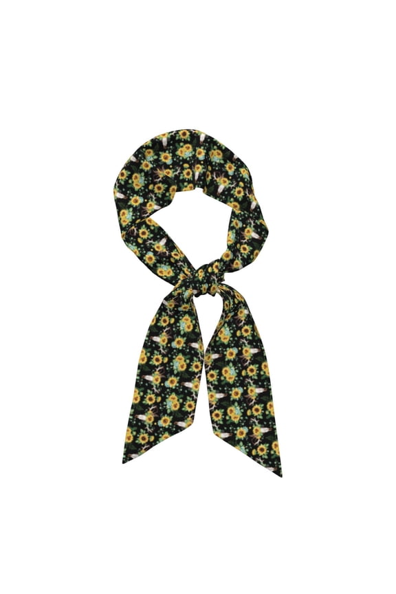 Sunflower Skull Boho Pattern Large Satin Head Scarf - Satin Hair Scarves Silk Bandana Scarf Headscarf Silk Feeling Scarf for Women
