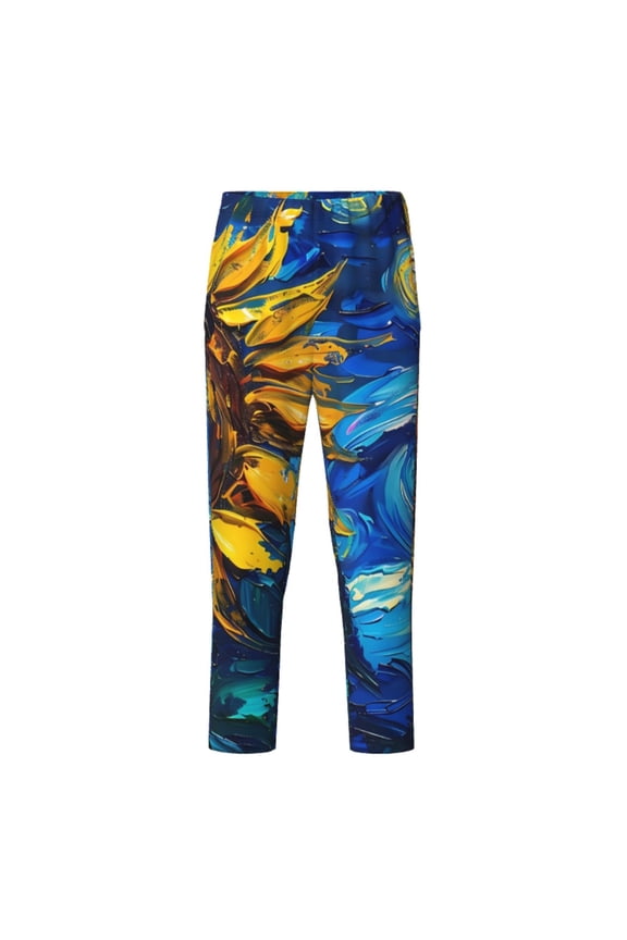 Sunflower Starry Night Vibes Print Teenagers' Pajama Pants Long Sleep Pants Soft Elastic Waist Pajama Bottoms Elastic waist with 2 Pockets 5-16 Years-Small