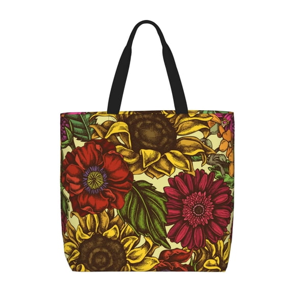 Xecao Sunflower for Tote Bag: spacious with inner pockets, ideal for work, shopping, or travel.