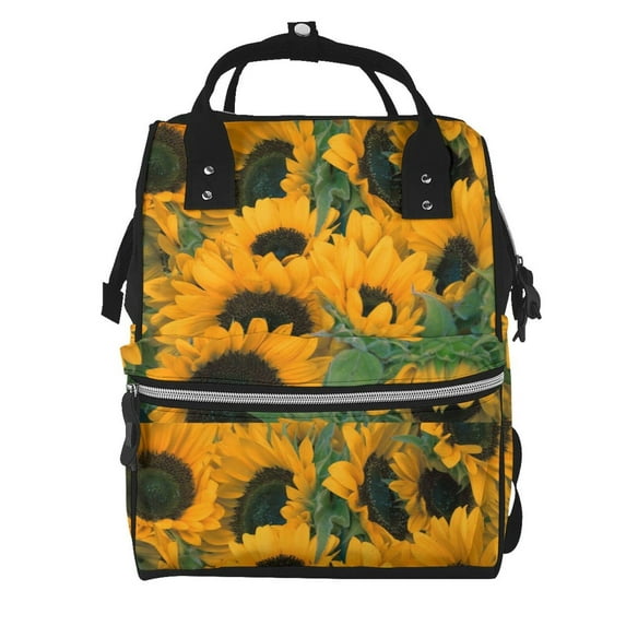 Xecao Sunflowers 7 print Large Capacity Nappy Bag is a multi-functional waterproof travel backpack, perfect as a nursing bag or mummy backpack for women