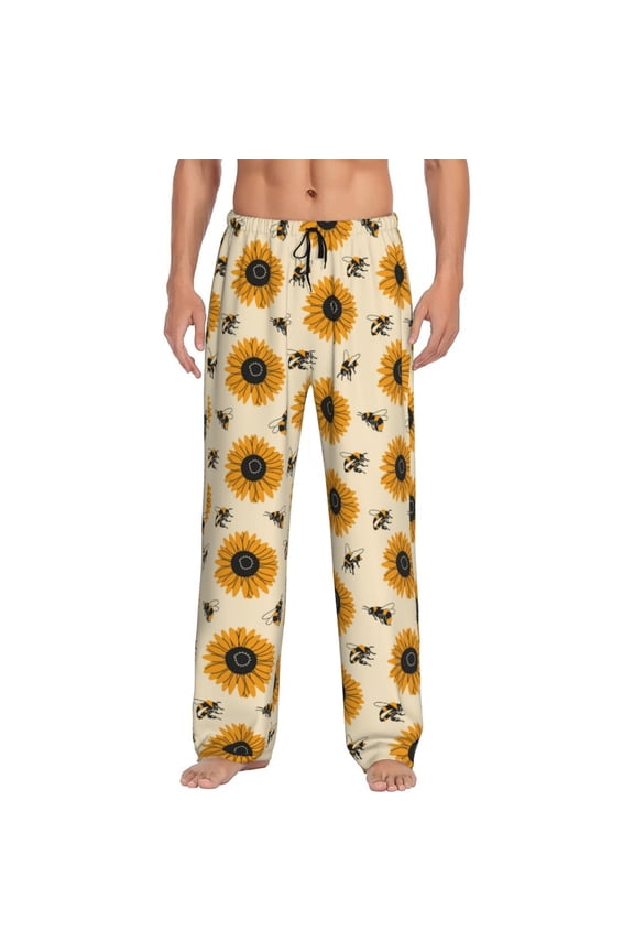 Sunflowers And Bee Men's Straight Lounge Pajama Pants: The Ultimate in Comfortable Sleepwear