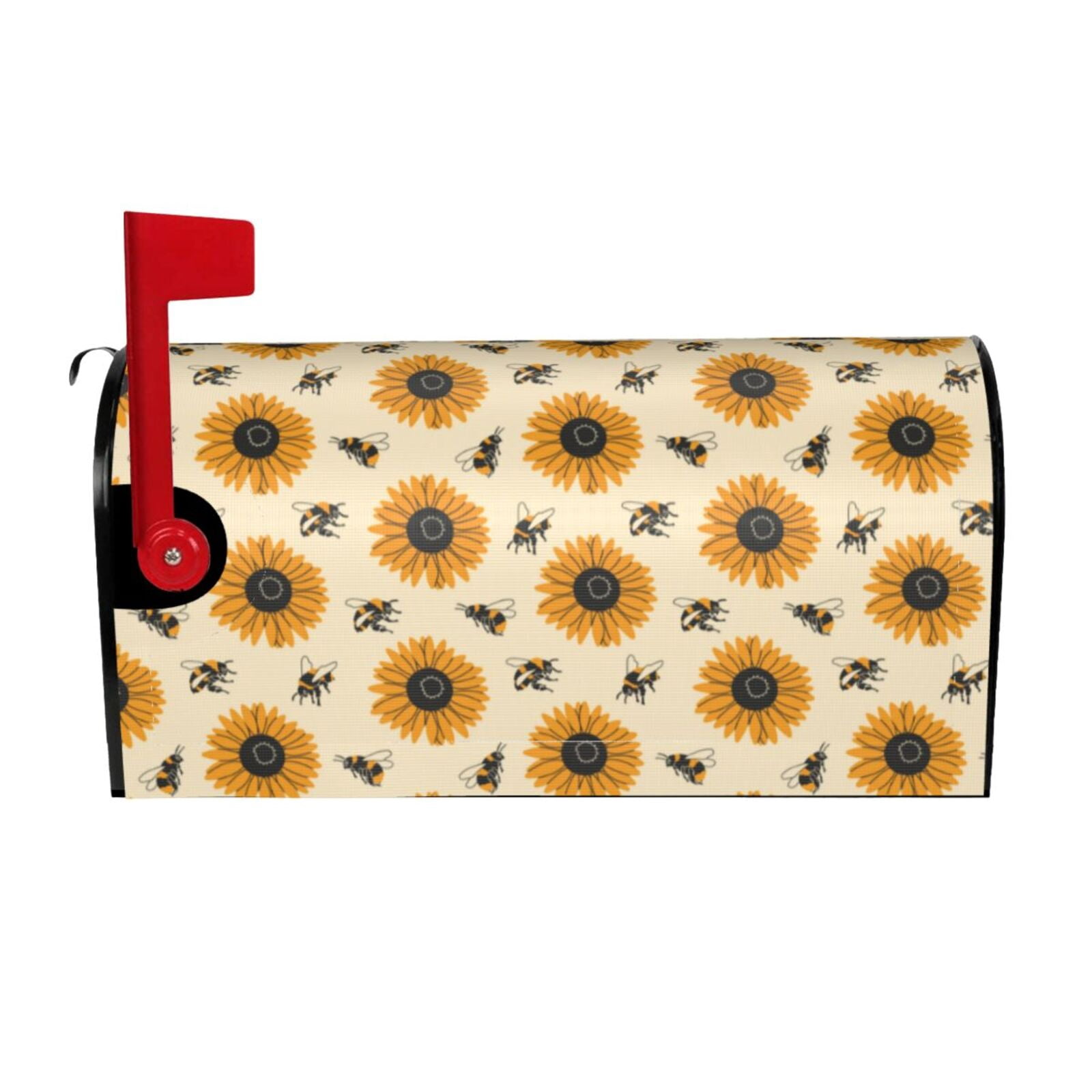 Xecao Sunflowers And Bee for Mailbox Cover with Magnetic Strips, Waterproof and Sunscreen, Adds a Decorative Touch to Your Garden Yard.