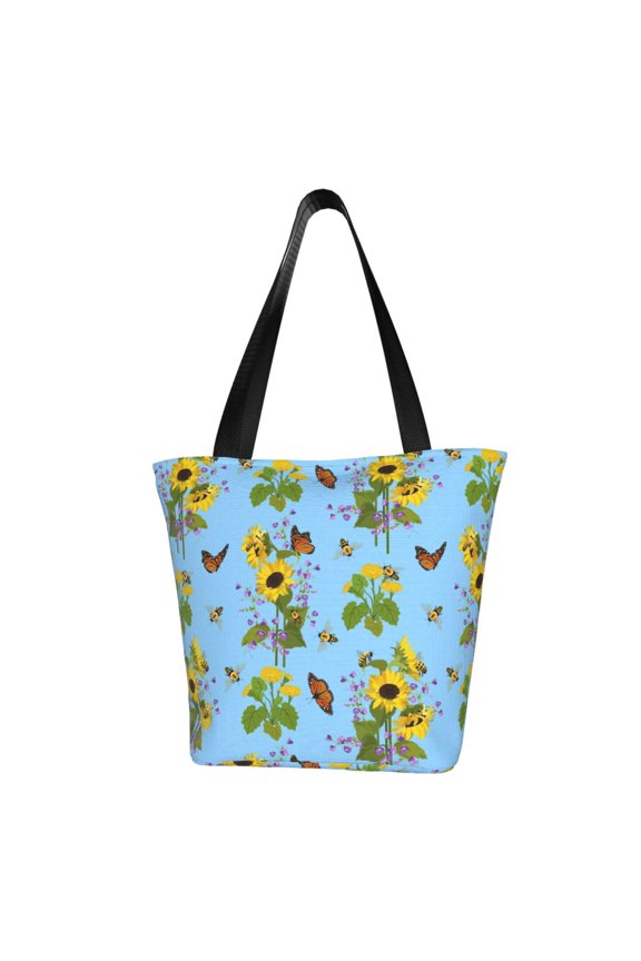 Sunflowers And Bees for Tote Bag for Women -Tote Shoulder Bag with A Little Pocket Inside, Perfect for Travel and Work.