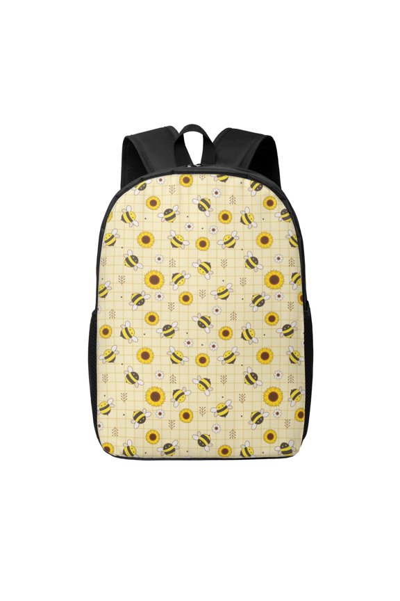 Sunflowers Bee print Travel Backpack, Large Computer Backpack for Men Women, College School Rucksack Book Bag