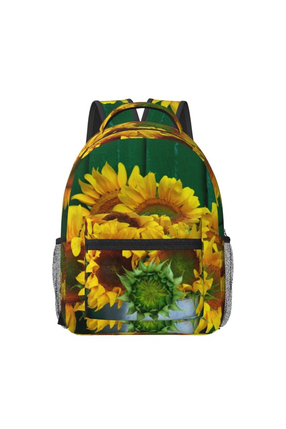 Sunflowers in Bucket Travel Backpack: A spacious, stylish computer backpack ideal for men and women, perfect for college, school, or daily travels