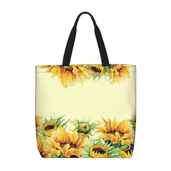 Xecao Sunflowers On A Yellow Background for Tote Bag: spacious with inner pockets, ideal for work, shopping, or travel.