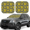 thumbnail image 1 of Xecao Sunflowers On Black And White Stripes for Foldable Car Sun Shades (2-Pack) offer sun protection with an easy-fold design for convenient windshield shading., 1 of 7