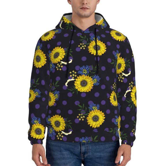 Xecao Sunflowers Pattern Men's Adult Pullover Hoodie,Hooded Sweatshirt-X-Large