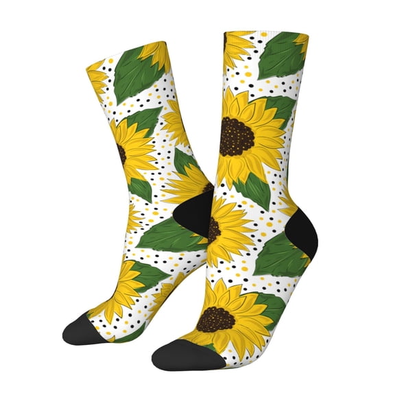 Xecao Sunflowers Pattern Sport Socks for Women and Men Crew Socks Sporty Calf Socks Casual Socks