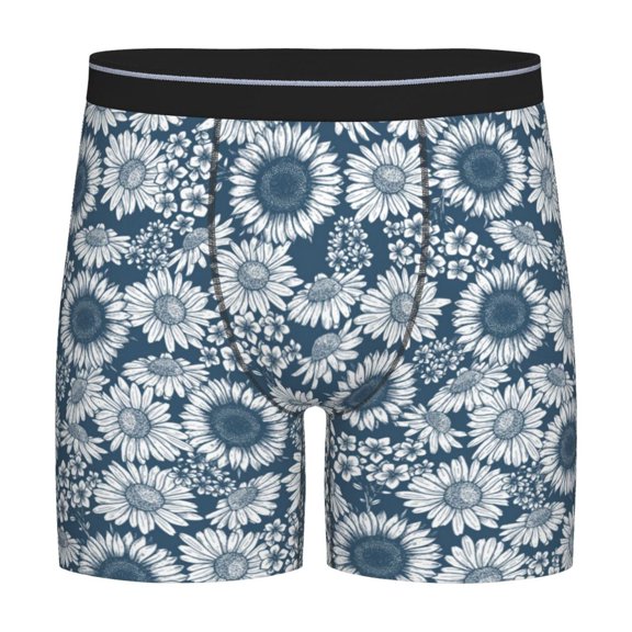 Xecao Sunflowers Print Boxer Briefs for Men's Stretch Moisture-Wicking Underwear, Mid-Rise Classics breathable fabric
