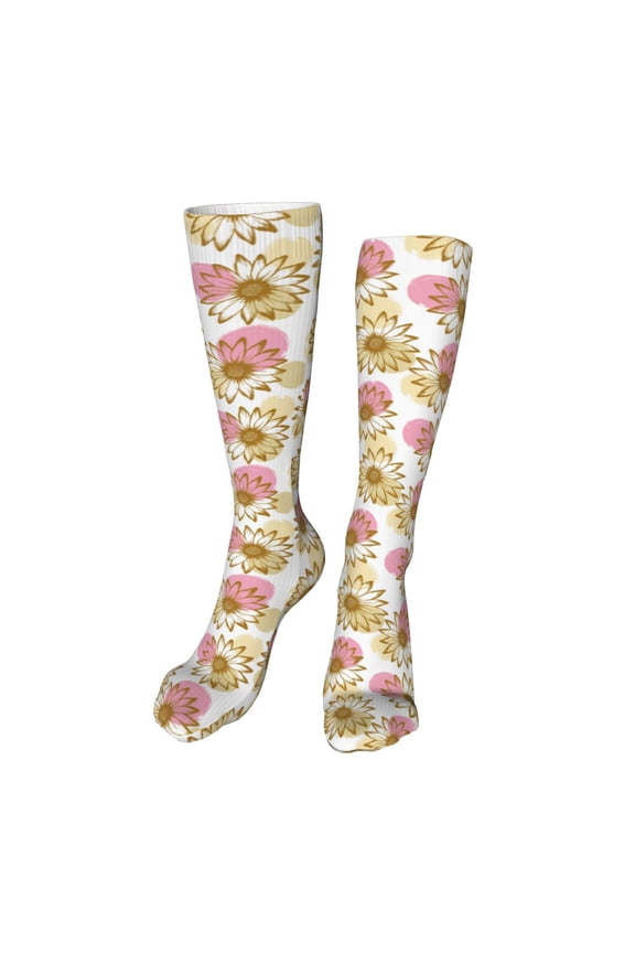 Sunflowers Print Calf Socks Seamless Toe, Knee High Long Socks, Sports Socks Trouser Socks for Women and Men-One Size