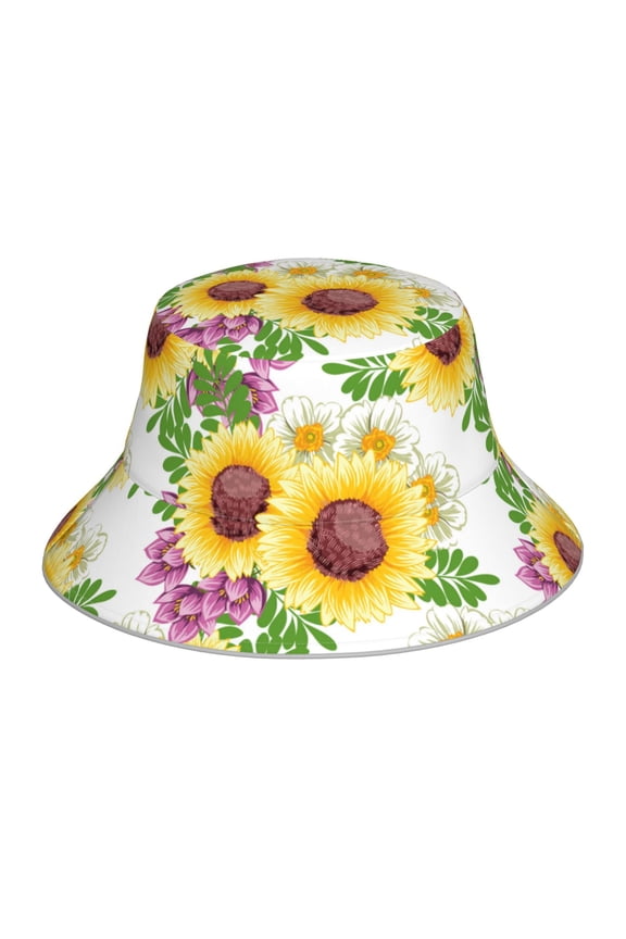Sunflowers Print Men and Women Night Reflective Hat Runner Cap Visor Bucket Hat Boonie Cap