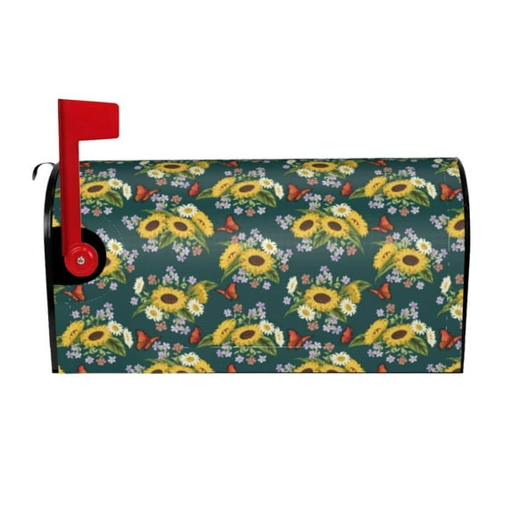 Xecao Sunflowers for Mailbox Cover with Magnetic Strips, Waterproof and Sunscreen, Adds a Decorative Touch to Your Garden Yard.