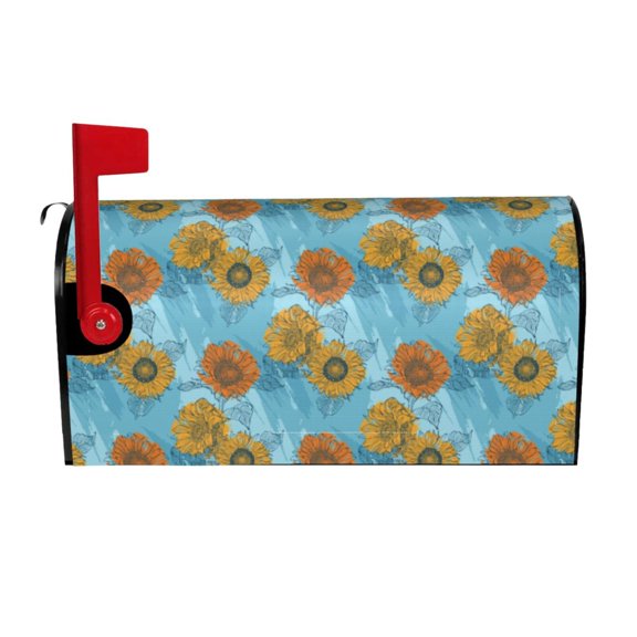 Xecao Sunflowers for Mailbox Cover with Magnetic Strips, Waterproof and Sunscreen, Adds a Decorative Touch to Your Garden Yard.