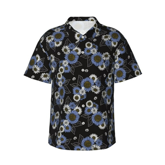 Xecao Sunflowers print Hawaiian shirt - a stylish short-sleeve button-down for men, perfect for casual beach and tropical outings.