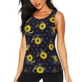 thumbnail image 1 of Xecao Sunflowers print women's scoop neck, loose-fit workout tank tops for the gym., 1 of 9