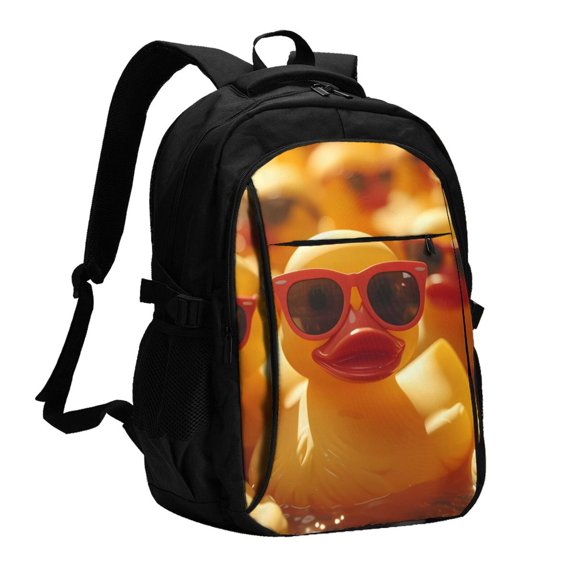 Xecao Sunglasses Yellow Duck for Travel Laptop Backpack, USB-Charging-Enabled, Spacious Business Backpack for Men and Women,College School Computer Bag