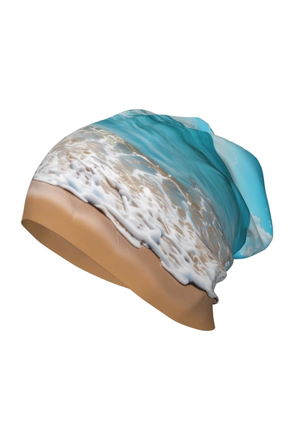 Sunny Ocean Waves Print Beanie Hat Toddler Girls Boys, Baby Hats Winter Warm Knitted Thermal, Kids Winter Caps