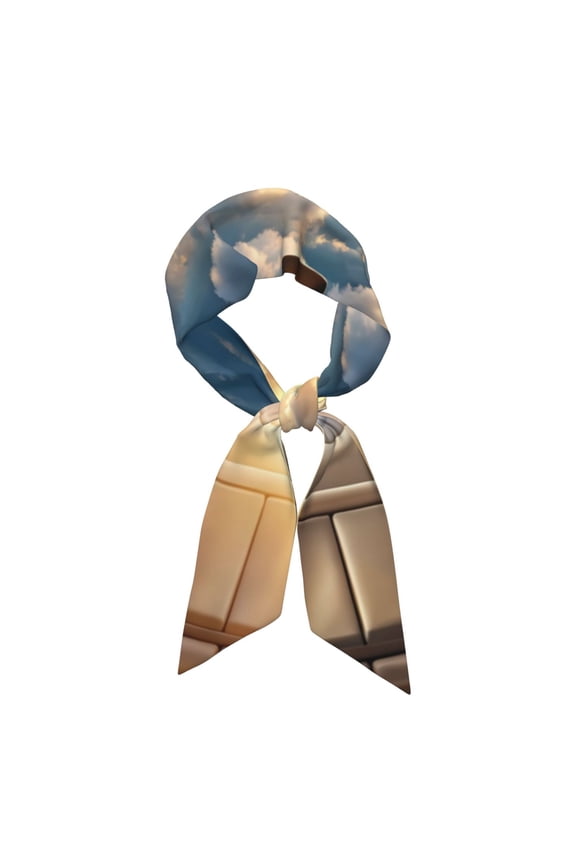 Sunset Airplane Travel View Pattern Large Satin Head Scarf - Satin Hair Scarves Silk Bandana Scarf Headscarf Silk Feeling Scarf for Women