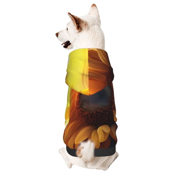 Xecao Sunset Coast Sunflower Pattern Sweatshirts Winter Pet Dog Hoodie Puppy Coat Dog Sweaters Dog Clothes with Hat Dog Clothes Costume Outfit,Small Pets Wear-Medium