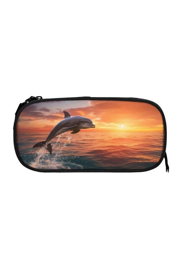 Sunset Dancing Dolphin B print Fanny Pack Belt Bag for Women and Men, Fashionable Waterproof Waist Pack with Adjustable Strap for Traveling, Hiking, Jogging, Cycling