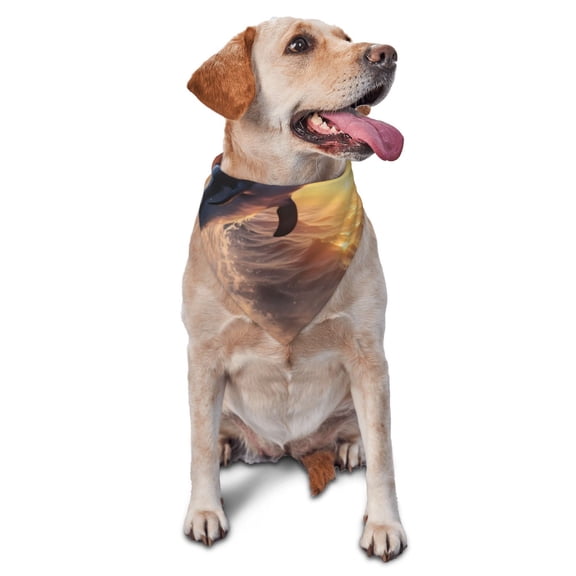 Xecao Sunset Dancing Dolphin for Pet Bandana - A Stylish Triangle Accessory for Small to Large Dogs, Puppies, and Cats