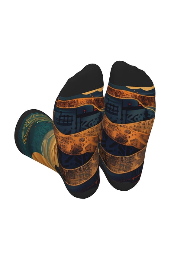Sunset Desert Journey Print Crew Socks for Men and Women, Men's Soft Moisture-wicking Sock