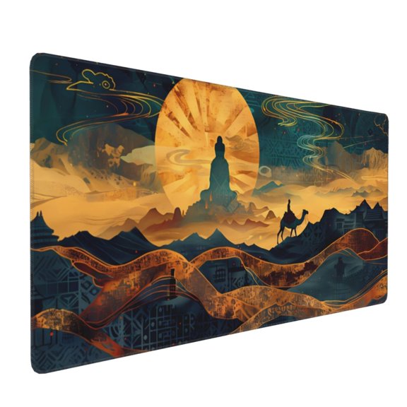 Xecao Sunset Desert Journey Print Large Mouse Pad, 16x35.5in Mousepad, Professional Non-Slip Rubber Base Big Mouse Pad, Mouse Pad for Gaming & Office Full Desk Mouse Pad