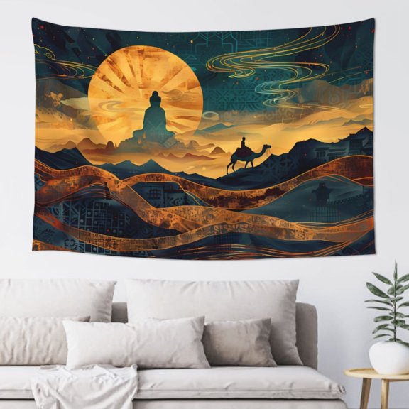 Xecao Sunset Desert Journey Print Tapestry, Wall Hanging Room Funny Decor, Backdrop Room Decor for Bedroom Living Room dormitory
